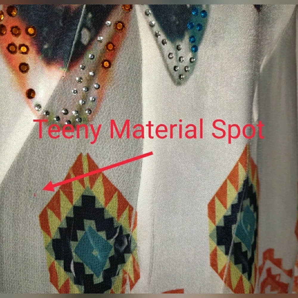 Pyramid Collection Tunic Top AZTEC Southwest Lightweight Asymmetrical SMALL - Picture 11 of 12